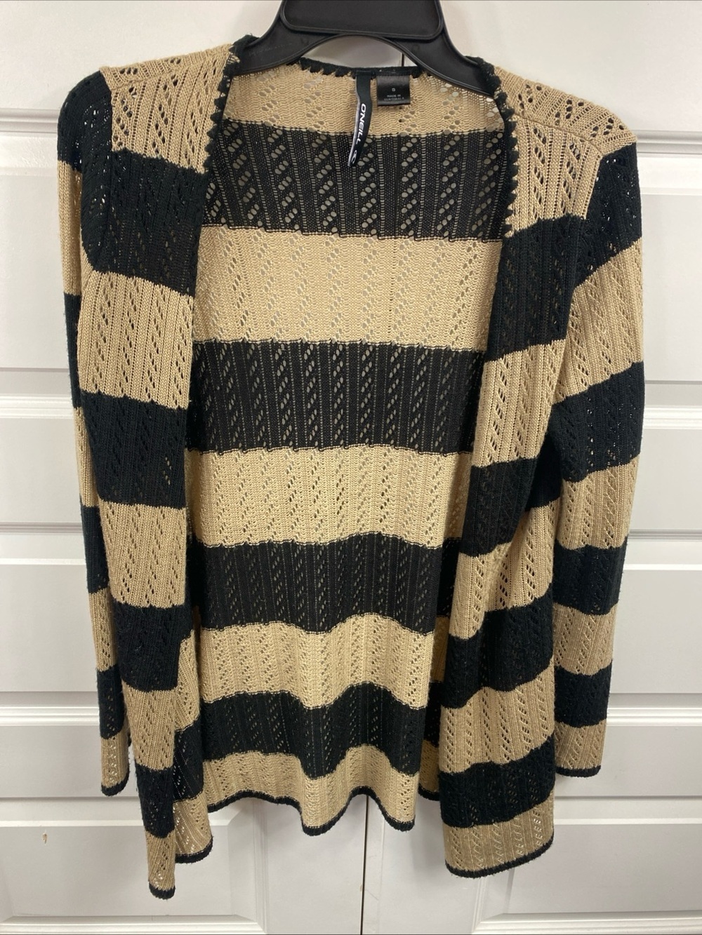 Beach Cover Up Cardigan O'Neil Knitted Striped Medium Open Front  Summer Small